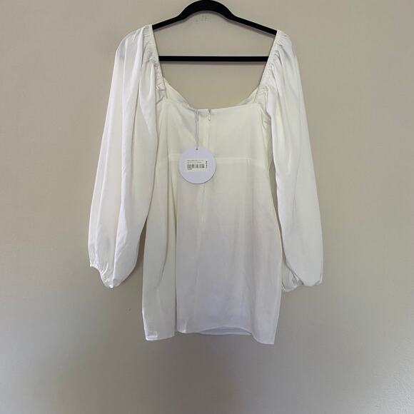 Princess Polly LILLIE LONG SLEEVE MINI DRESS WHITE sz 8 - Picture 6 of 6